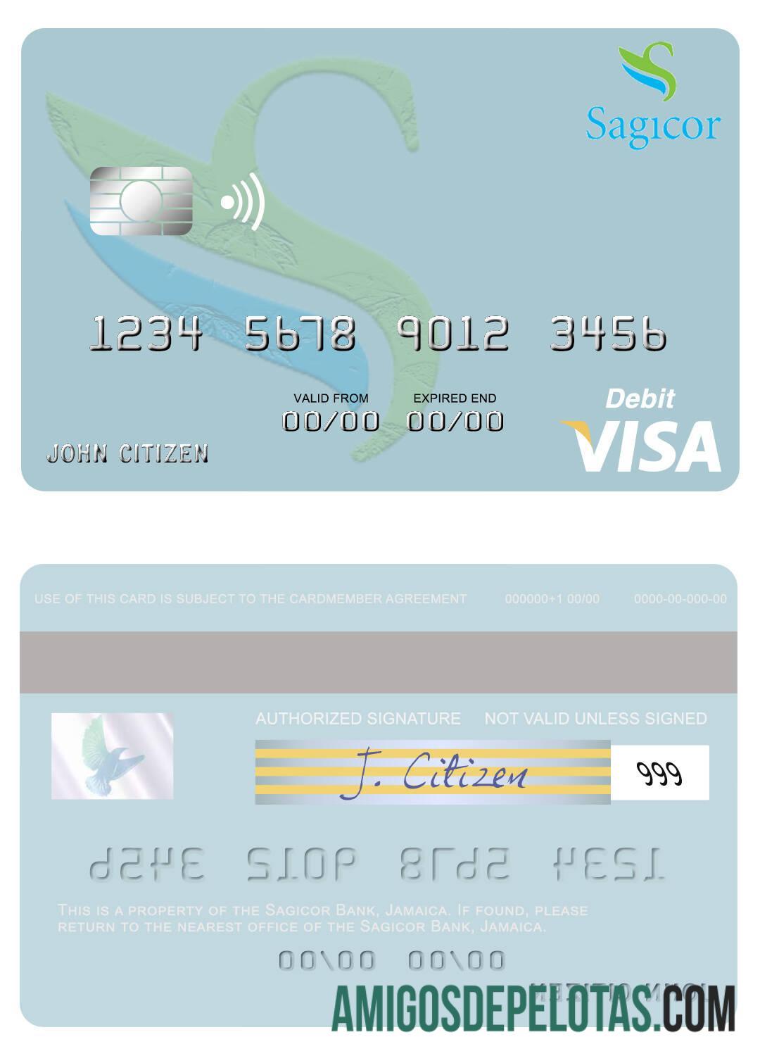 Jamaica Sagicor Bank Visa Debit Card example